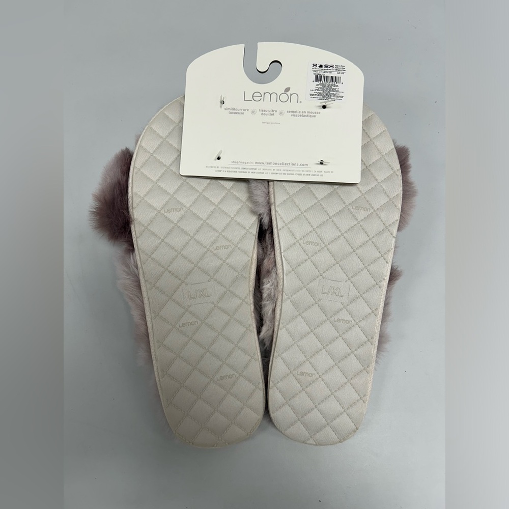Lemon Watercolor Faux Fur Slides - Picture 3 of 6